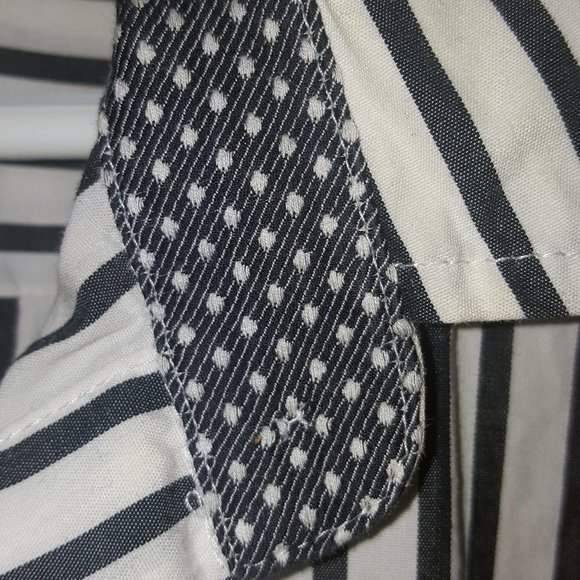 Charter Club Button Down Striped Polka Dot Cuffs Blouse Business Casual Sz 12 - Picture 9 of 11